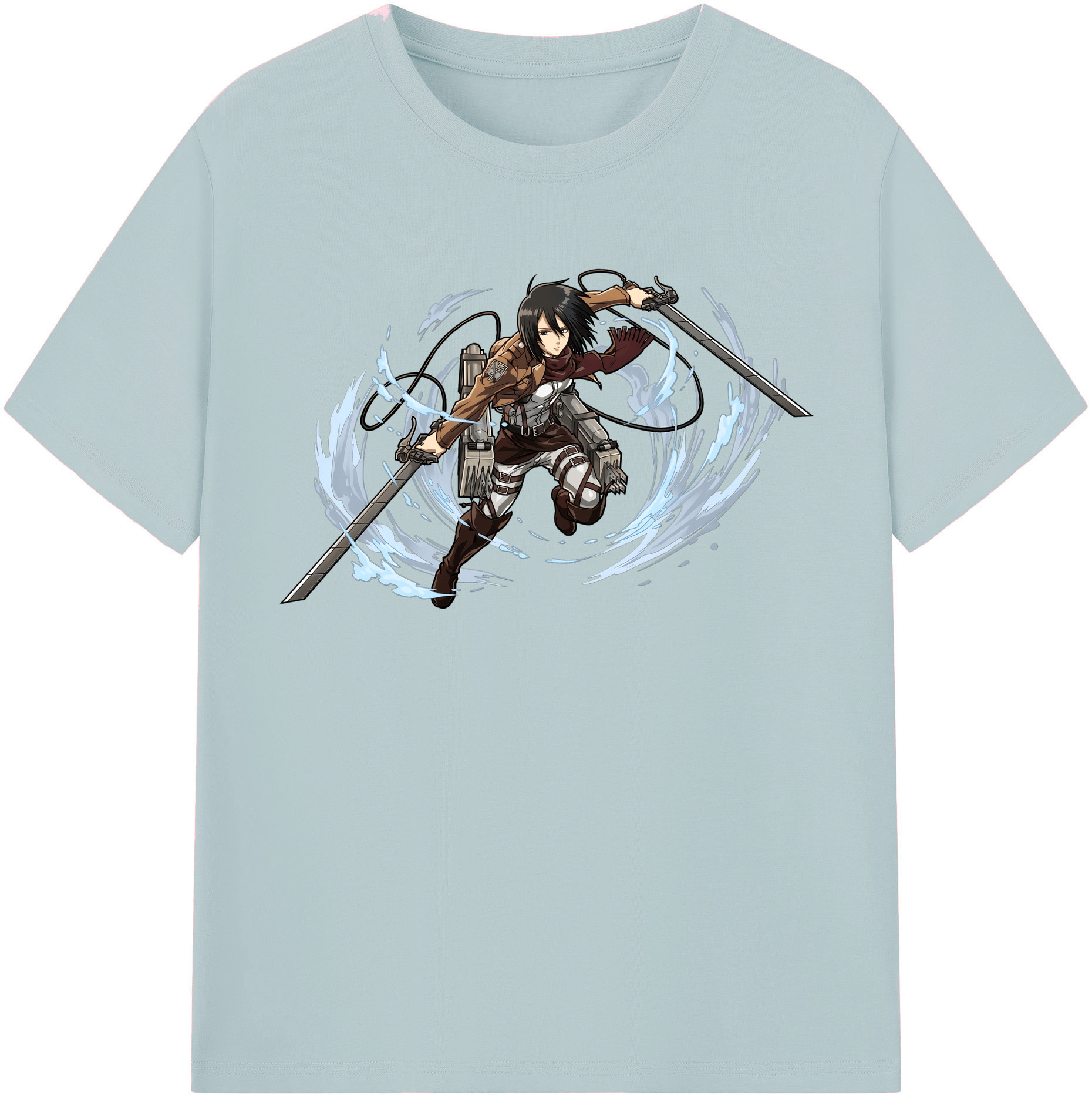 （画像用） 進撃の巨人 ミカサ·アッカーマン Attack on Titan Mikasa Ackerman 綿100％半袖Tシャツ（フロントプリント）